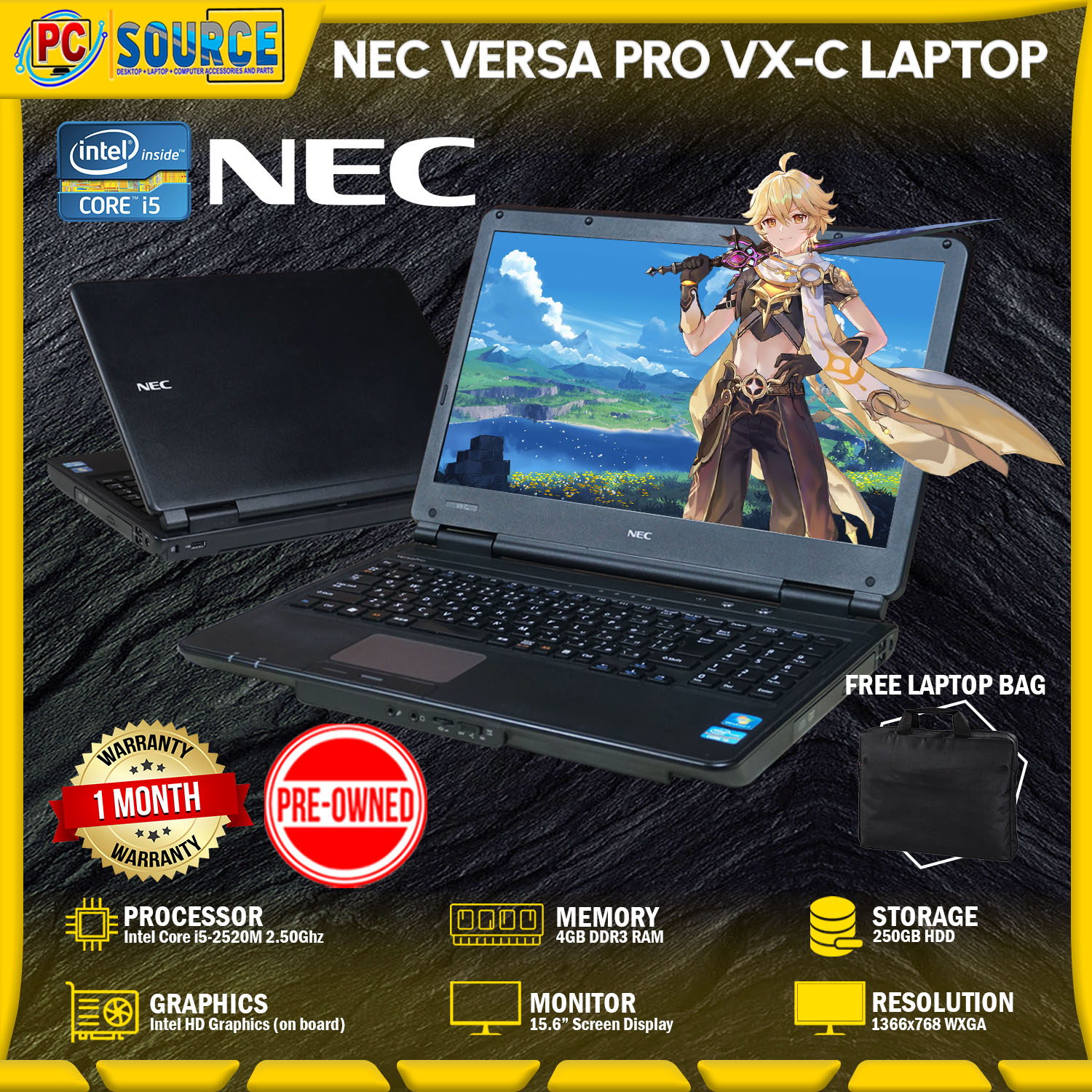 NEC VERSA PRO VX-C LAPTOP | Intel Core i5 2nd Gen, Intel HD Graphics, 4GB  RAM, 250GB HDD, 15.6