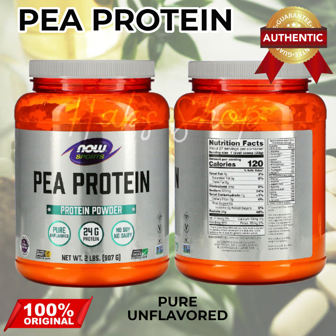 NOW Foods Sports Pea Protein – Natural Unflavored, 2 Lbs (907g) – Dairy-Free, Non-GMO, Vegan (NOW02135)