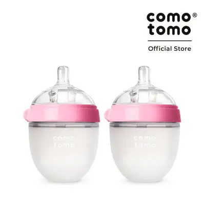Comotomo Set of 2 150ML Silicone Baby Bottle Pink (1 Hole)