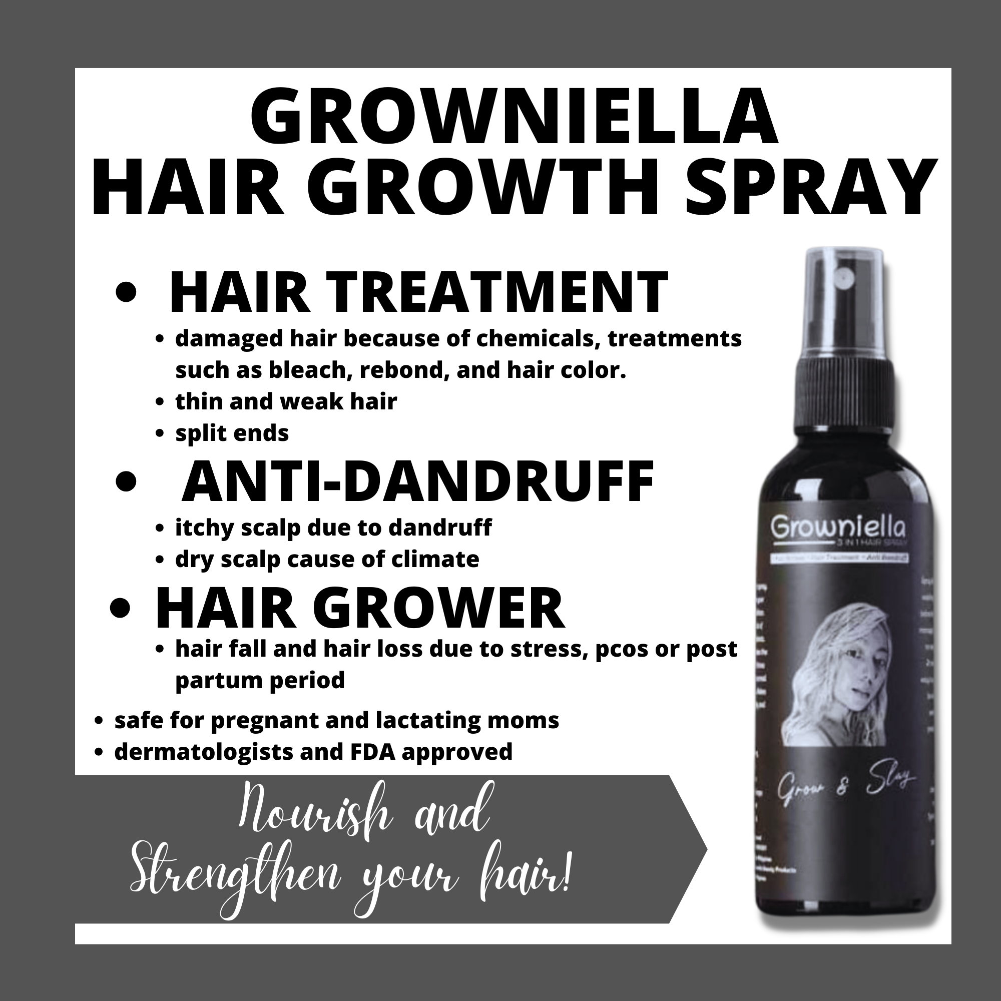 Authentic Growniella 3in1 Hair Growth Spray 100ml Lazada Ph 7179