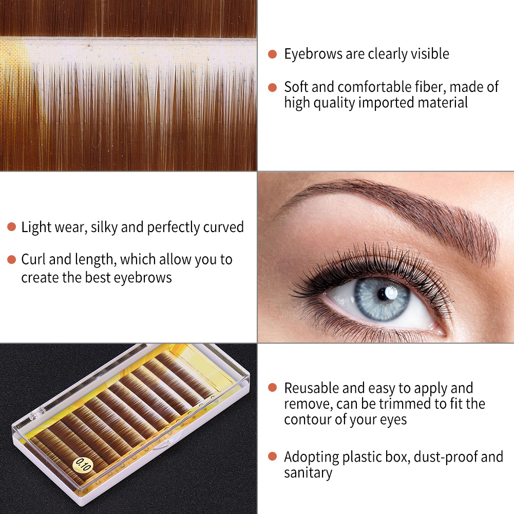 False Eyelashes 12 Pcs Mixed Dark Brown False Eyebrow Extension Fake Eyebrow Individual Eyebrows 5-8mm