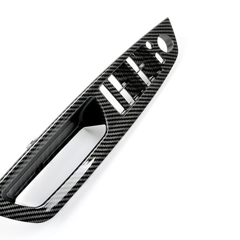 4PCS Car Interior Window Lift Switch Panel Door Handle Pull Cover Trim for-BMW E70 E71 E72 X5 X6 2007-2014 Carbon Fiber