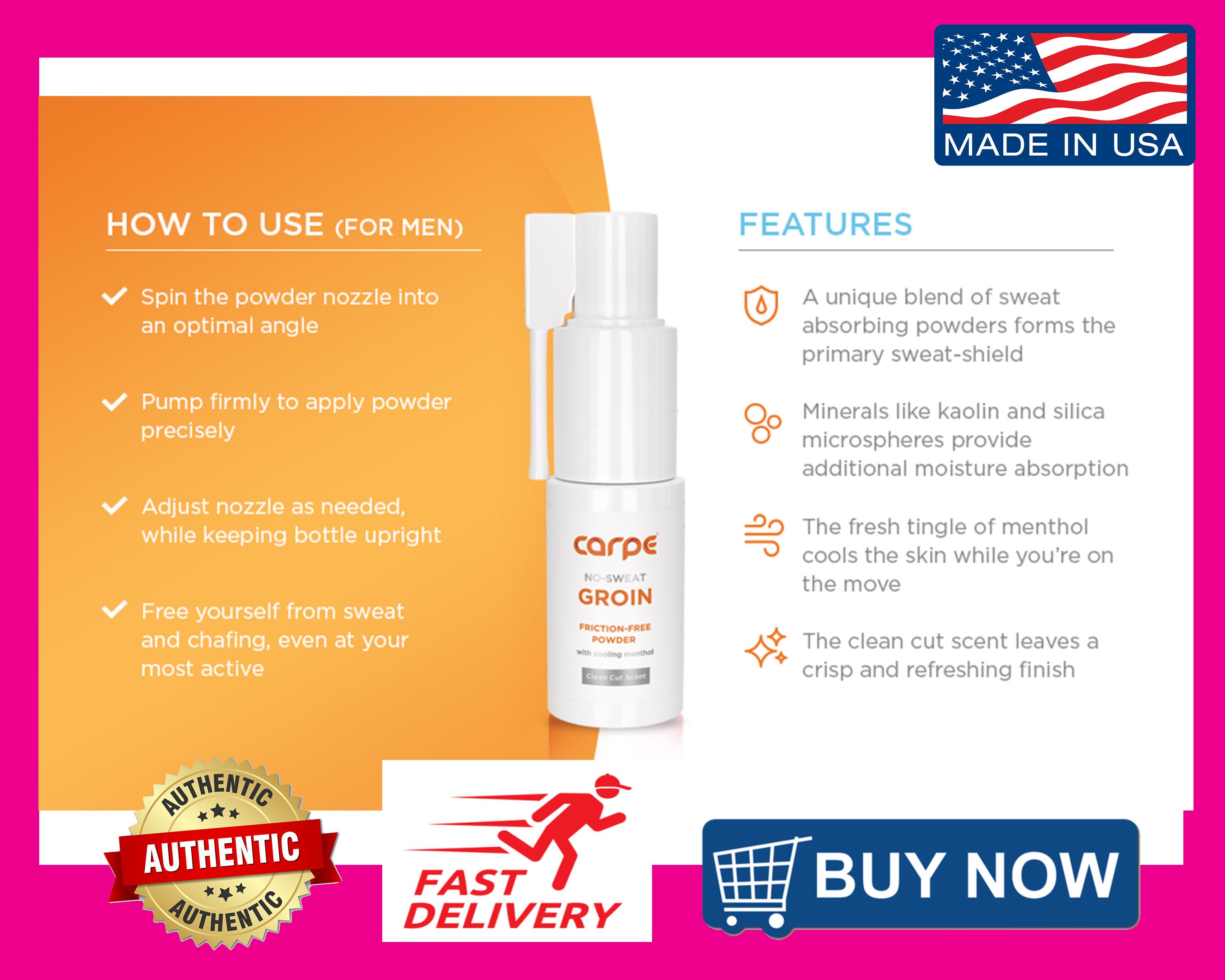 Carpe Antiperspirant Groin Lotion, Maximum Sweat Absorption, Mess and