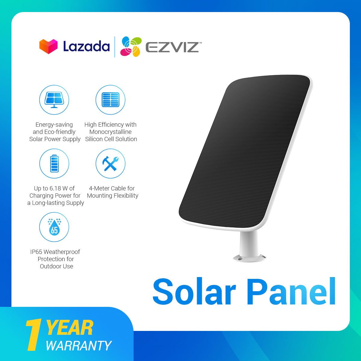 EZVIZ Weatherproof High Efficiency Solar Charging Panel