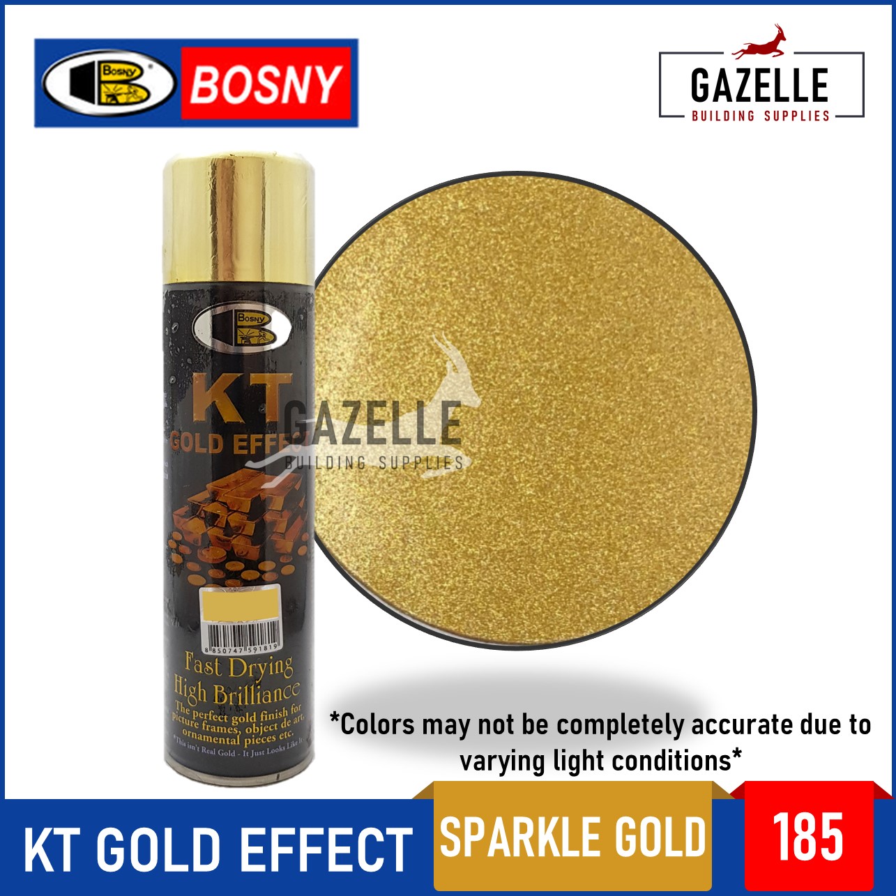 Bosny KT Gold Effect Spray Paint 185 Sparkle Gold Lazada PH