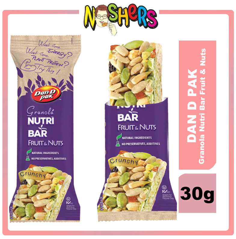 Noshers Dan D Pak Granola Nutri Bar Fruit & Nuts 30g Weight Loss Oats