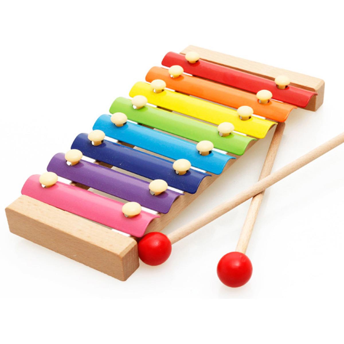 Top Bright Wooden Xylophone Baby Toy and 2 Child-Safe Mallets Eight Tones Tuned Glockenspiel Musical Instruments for Kids with 3 Educational Music Scores 