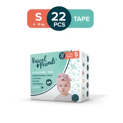 RASCAL + FRIENDS Tape Convenience Pack SMALL (4-8 kg) - 22 pcs x 1 (22 pcs) - Tape Diapers