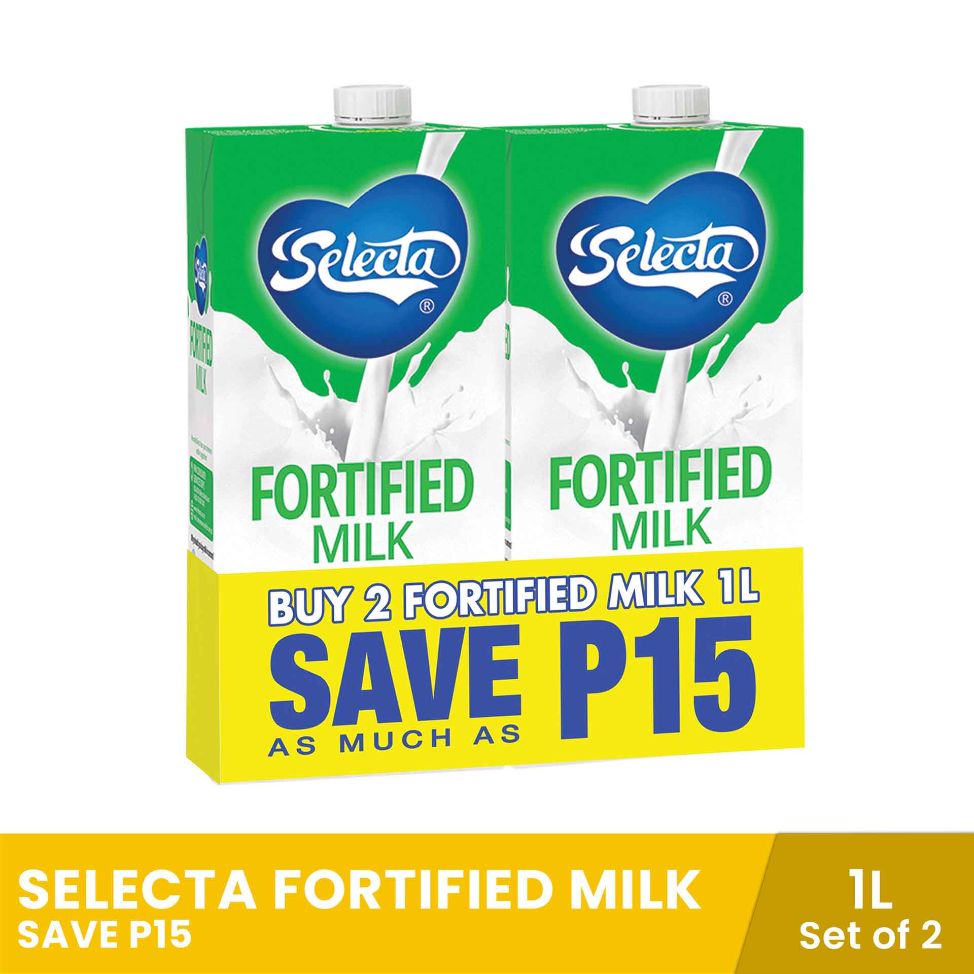 Selecta Fortified Milk 1L - Set of 2, Save P15, children's milk, adult milk, grocery item, child nutrition, milk box, fresh milk, dairy, groceries