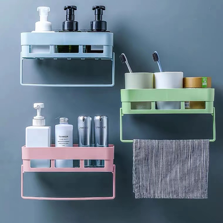 Bathroom Shelf Organizer with Towel Rack Shower Kitchen Rack Storage