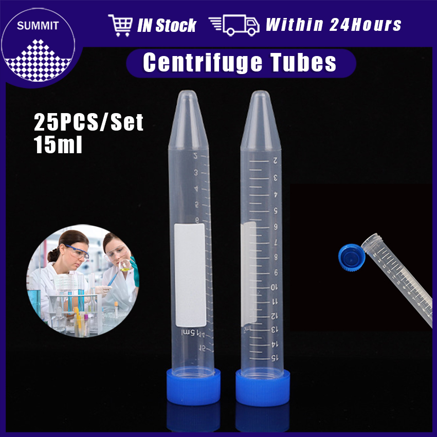 25Pcs/Pack Centrifuge Test Tube With Cap Clear Conical Buttom For