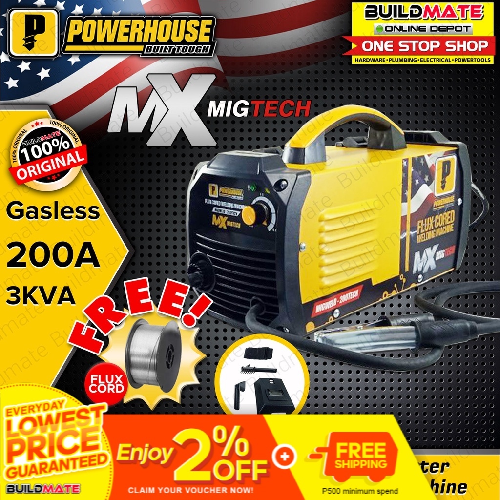 POWERHOUSE USA MIGWELD 200TECH Gasless MIG Inverter Flux Cored Welding