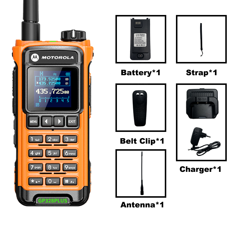 【free headphones】Motorola Walkietalkies GP328 Plus Portable VHF/UHF