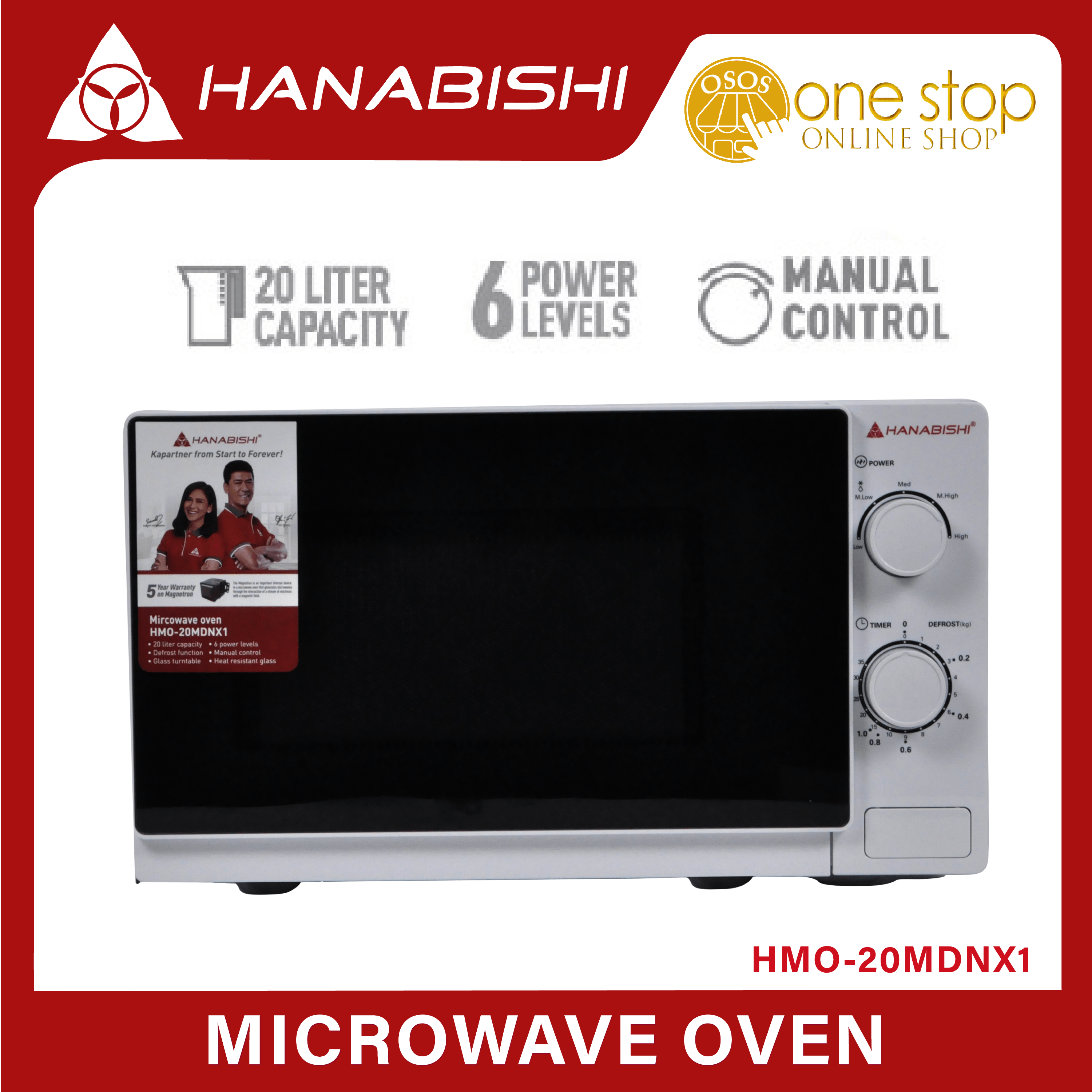 HANABISHI Original Microwave Oven 20 Liter HMO20MDNX1 •OSOS• Lazada PH