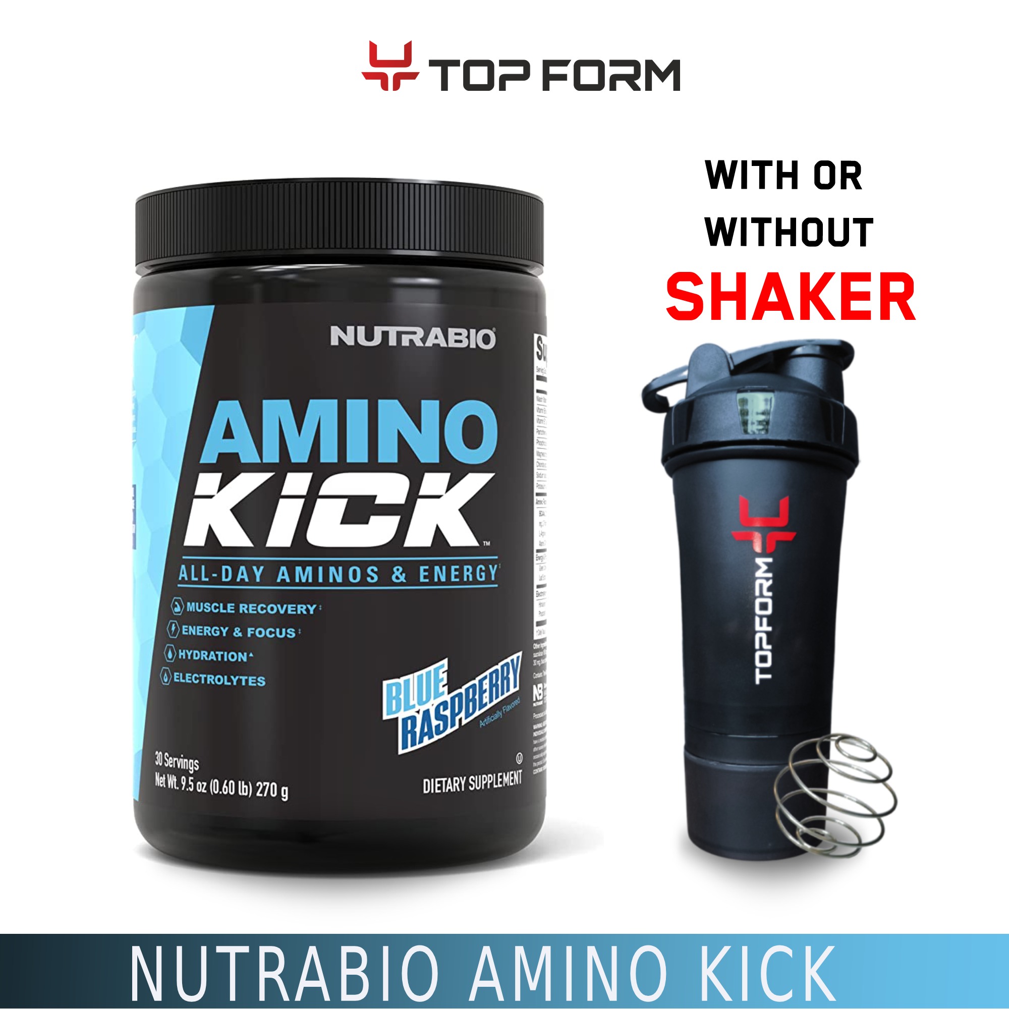 NutraBio Amino Kick 30 ServingsAmino Acid Energy Formula BCAA's