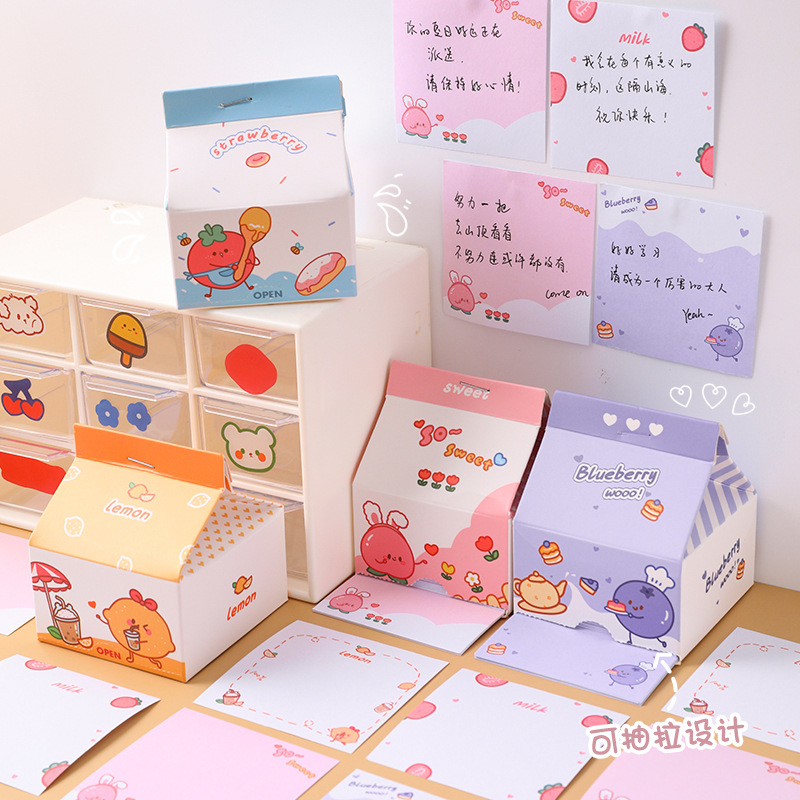 Giấy ghi chú note hình hộp sữa dễ thương