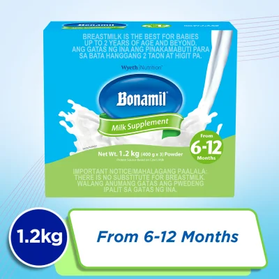 Wyeth® BONAMIL® Stage 2 Milk Supplement for 6 to 12 months, Sachet in Box, 1.2kg (400g x 3)