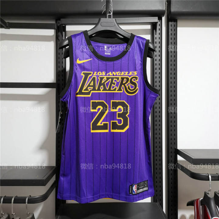 purple striped lakers jersey