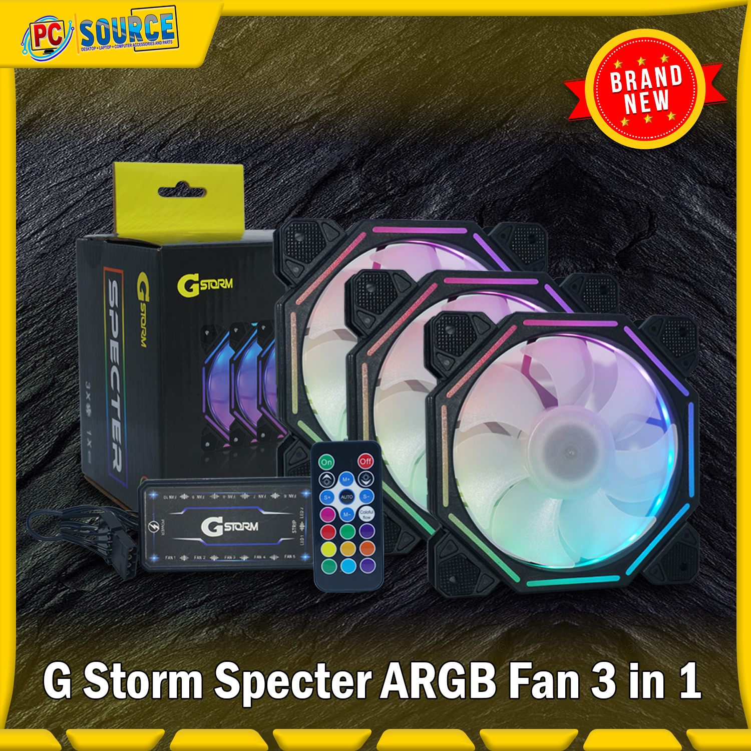 GSTORM Specter ARGB Fan 3in 1 with Hub and Remote Control 120mm fans