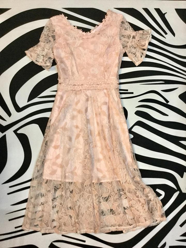 KOREAN WOMEN FASHION LACE RUFFLE SLEEVE V NECK PINK/BROWN DRESS | Lazada PH