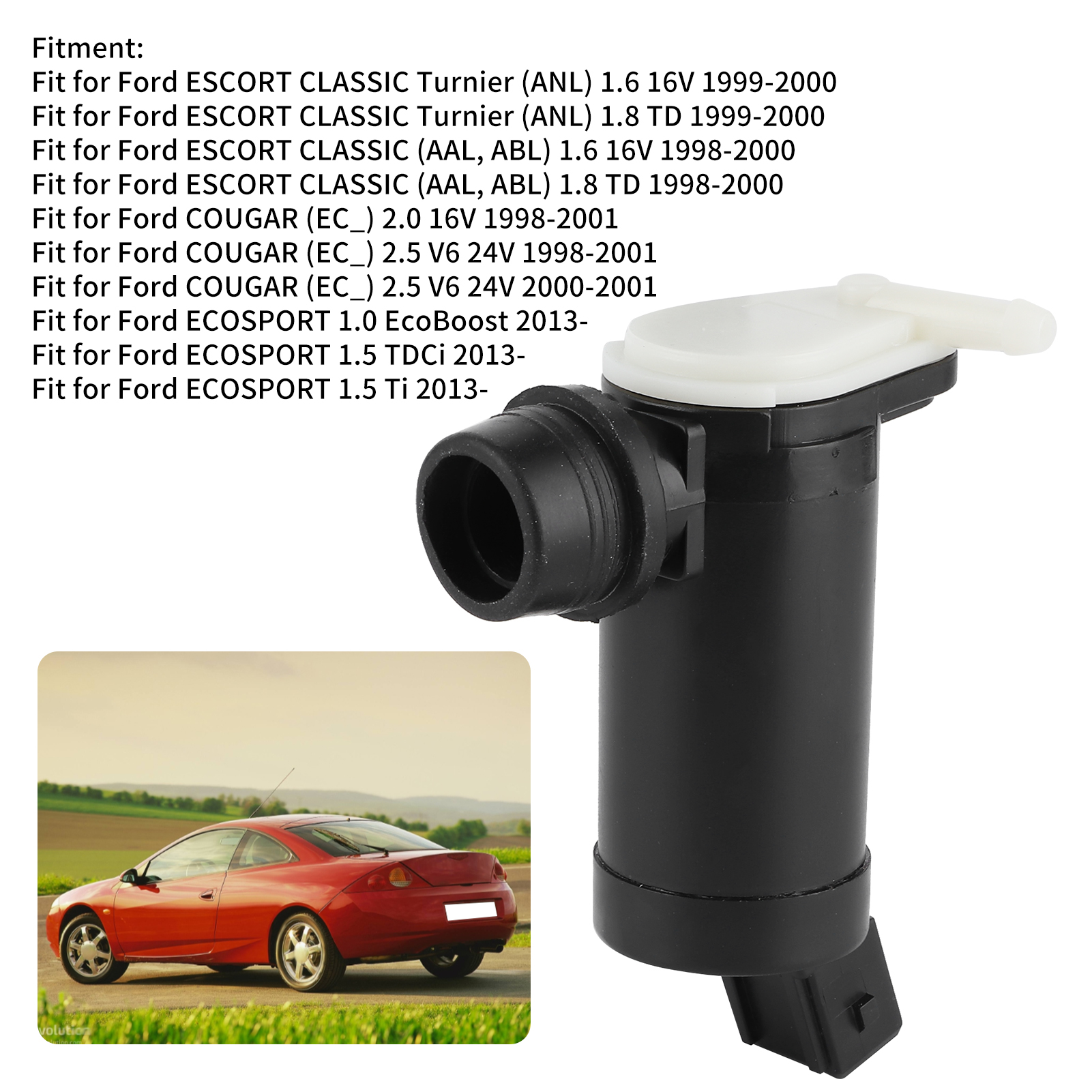 Windshield Washer Pump, Strong Horsepower Windscreen Window Washer Ford Cougar for Ecosport for Escort