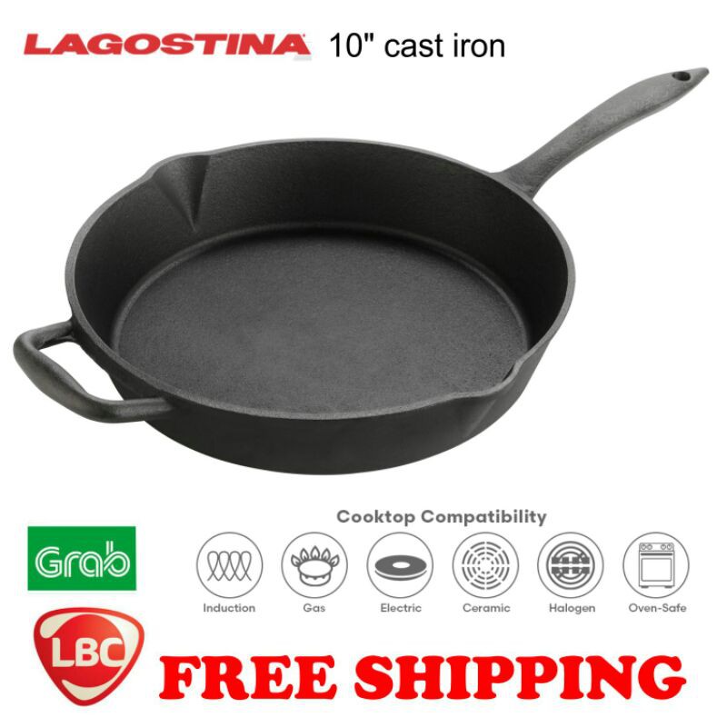 On Hand FREE Shipping Lagostina Cast Iron pan Skillet 10" 26cm grill