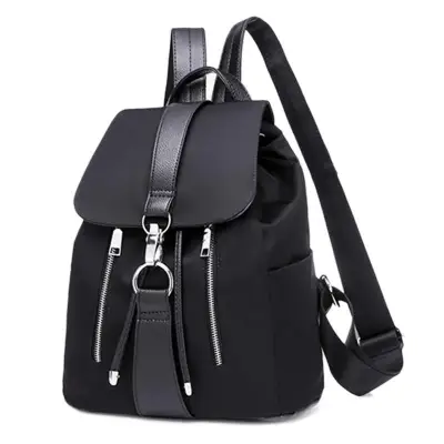 Fashion Waterproof Oxford PU Leather Backpack Girls School Bag Shoulder Bag Women Backpacks(Black)