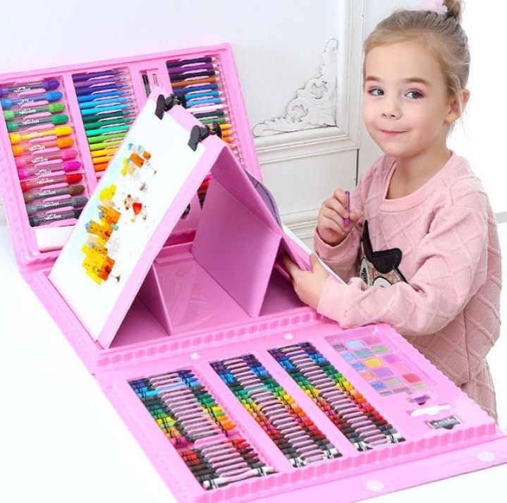 168pcs Mega Art Coloring Set Painting Set Color Set Water Color Pen Crayon  Drawing Set for Children Gifts Tools Kit