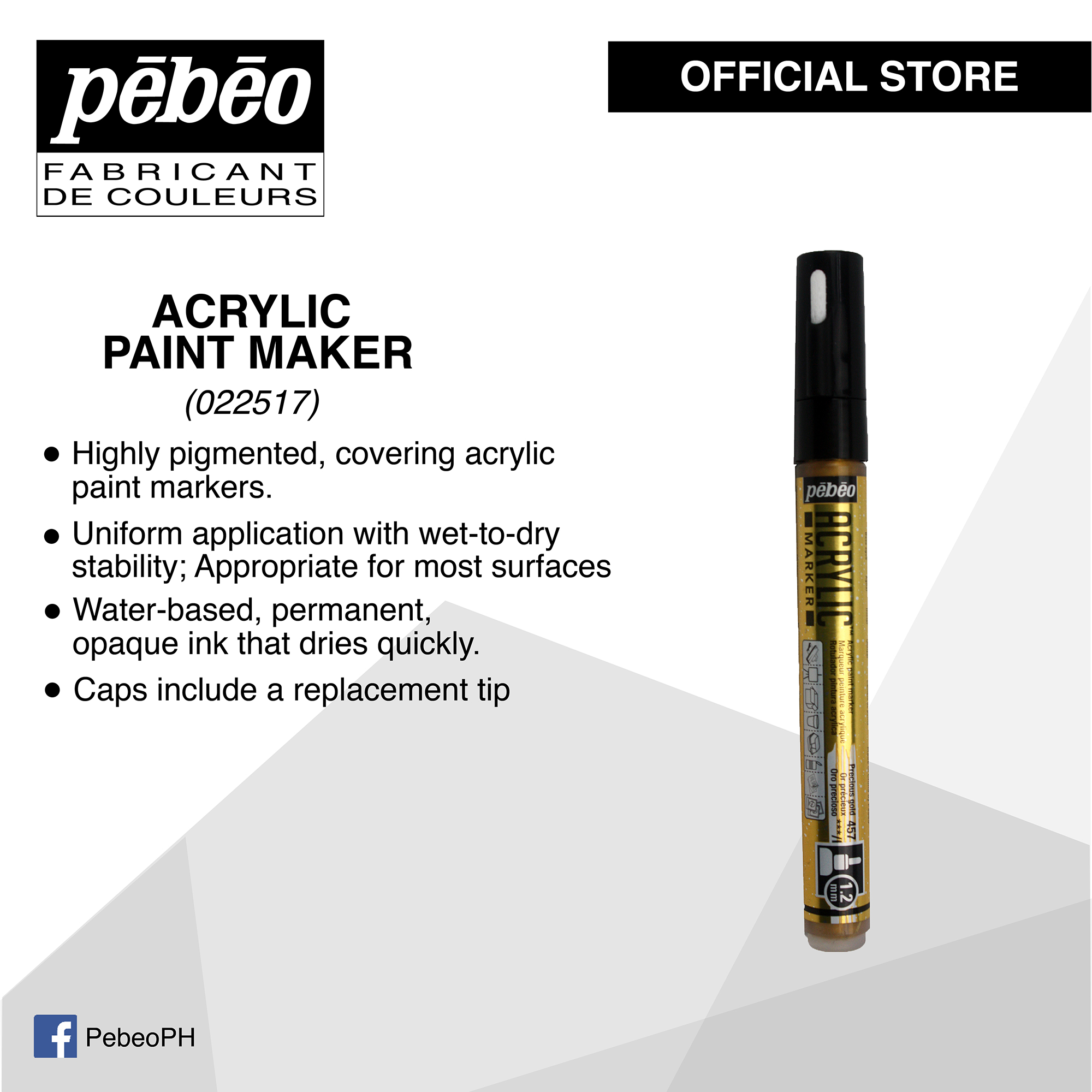 Pebeo Acrylic Marker, 1.2mm Fine Tip