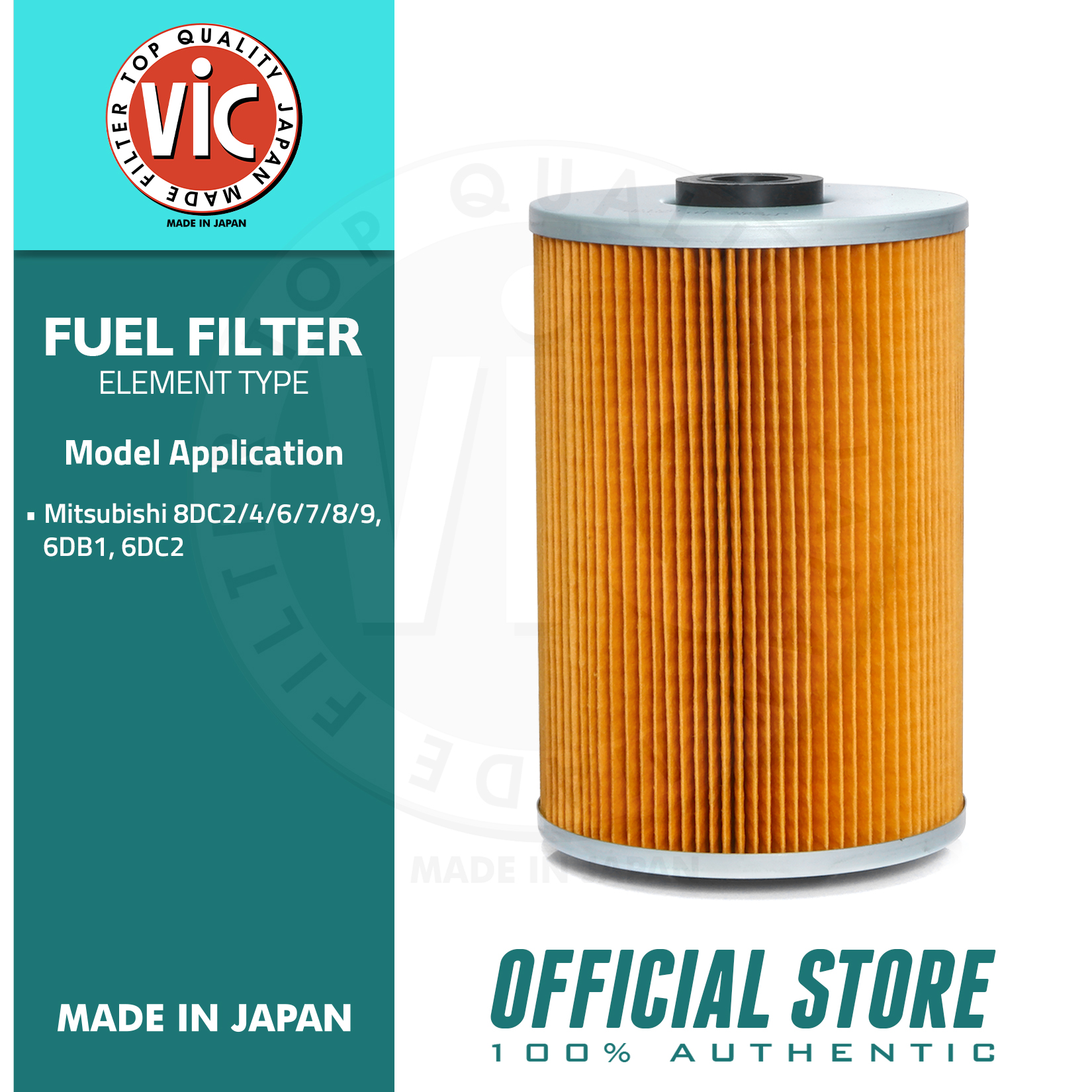 VIC Fuel Filter Element Type F302A for Mitsubishi 8DC2/4/6/7/8/9, 6DB1