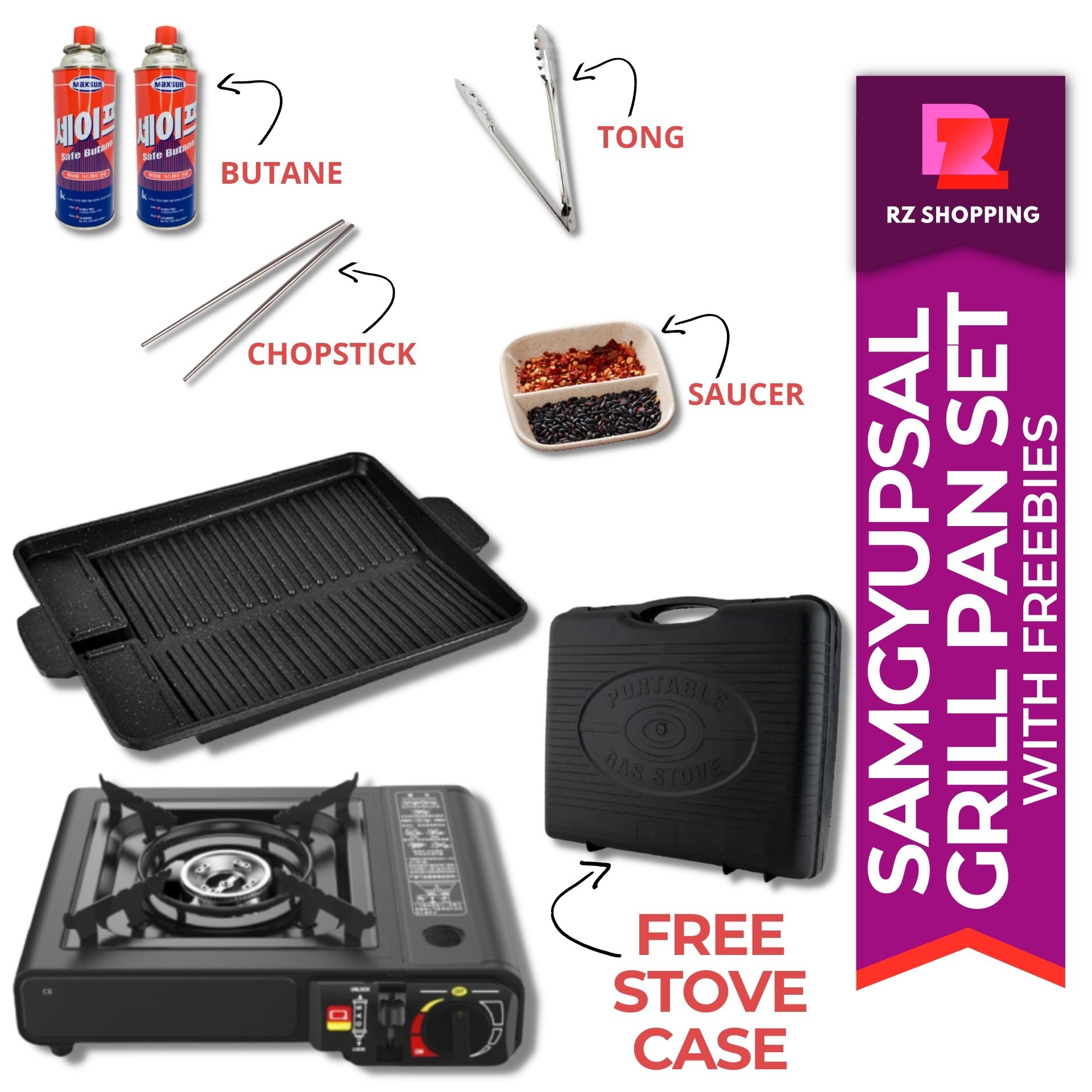 [RZ] RECTANGULAR GRILL PAN SAMGYUPSAL SET, Samgyupsal, Grill Pan