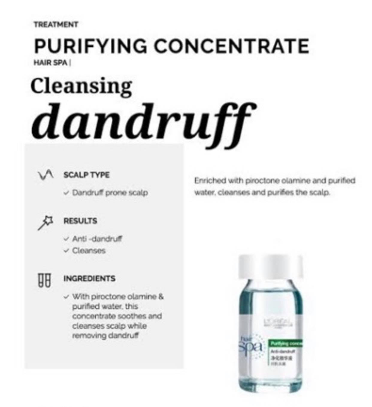 Loreal Hair Spa Purifying Concentrate for Dandruff 8ml | Lazada PH