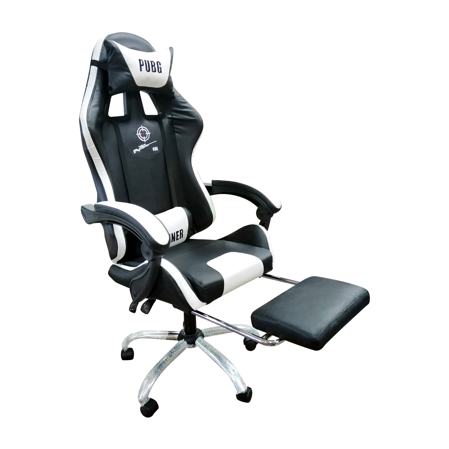 PUBG Gaming Chair with Leg rest -White