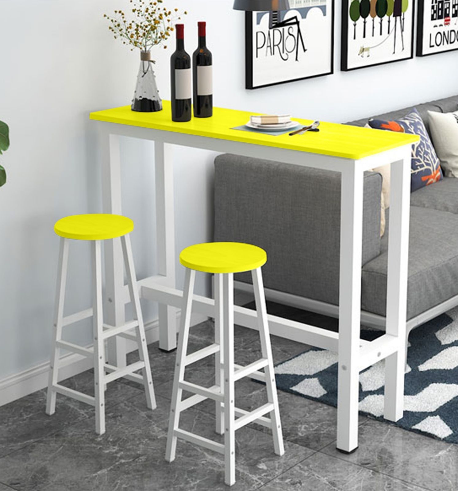 CRAZIEDEALS STORE Mini Bar Table and Chairs Set 1 pc Bar Table and 2 pcs Bar Stool Bar Counter