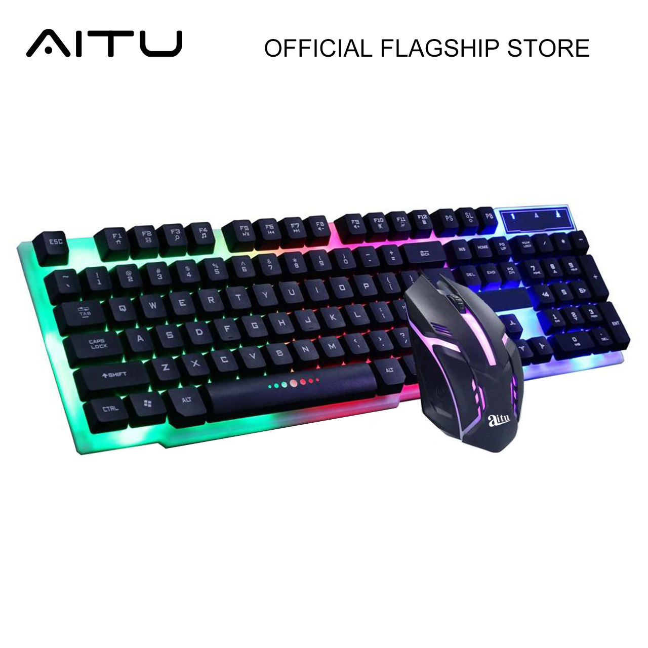 colored wired keyboard and mouse combo