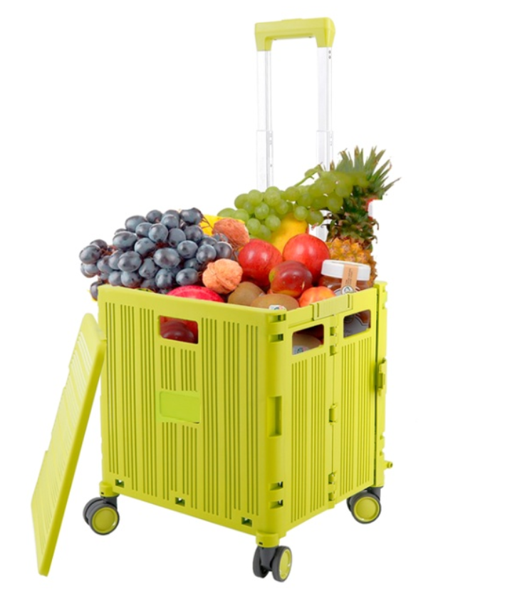 Portable Folding Shopping cart 60L， Foldable storage trolley，Camping