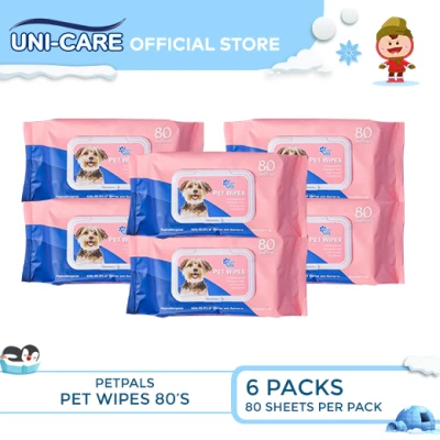 PetPals Pet Wipes 80's Pack of 6