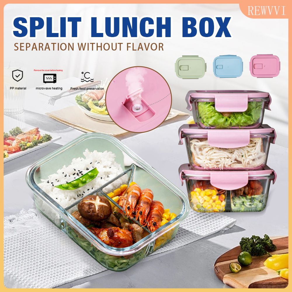 glass food lunch box full partition