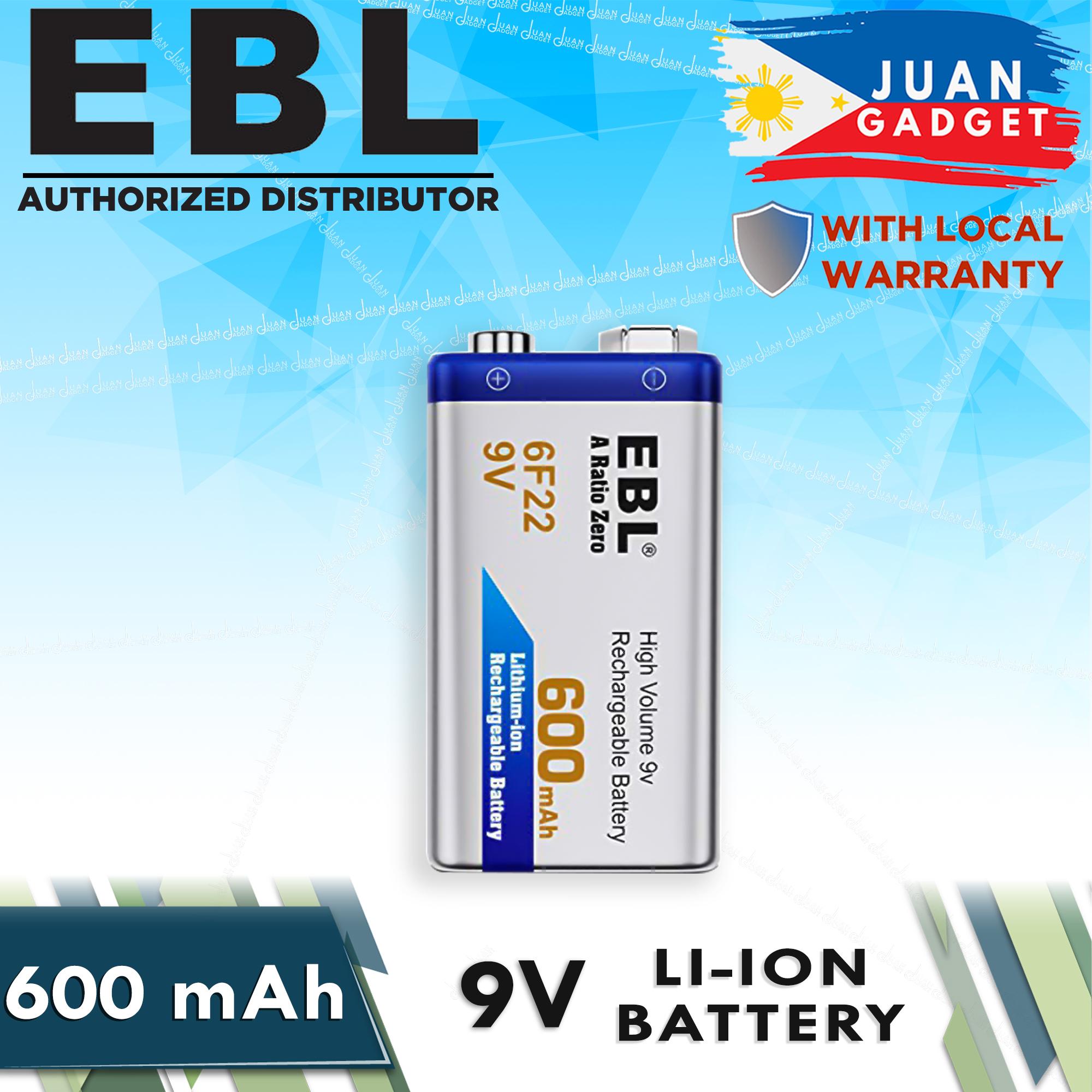 EBL 9V 6F22 600mAh High Volume Lithium-ion Rechargeable 9 Volt Li-ion ...