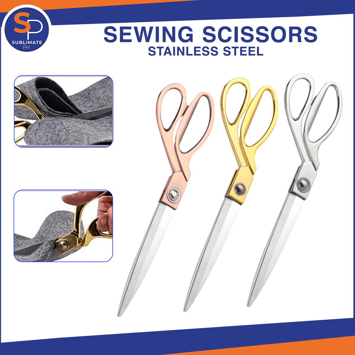 9.5 STAINLESS STEEL TAILORING SCISSORS COPPER HANDLE DRESS MAKING FABRIC  SHEARS