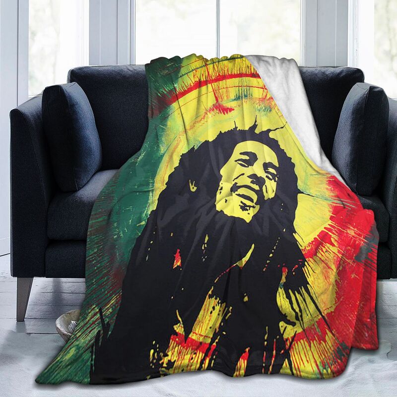 Bob Marley Rasta Reggae Custom Blanket UltraSoft Micro Fleece Blanket Lovely Air Conditioning