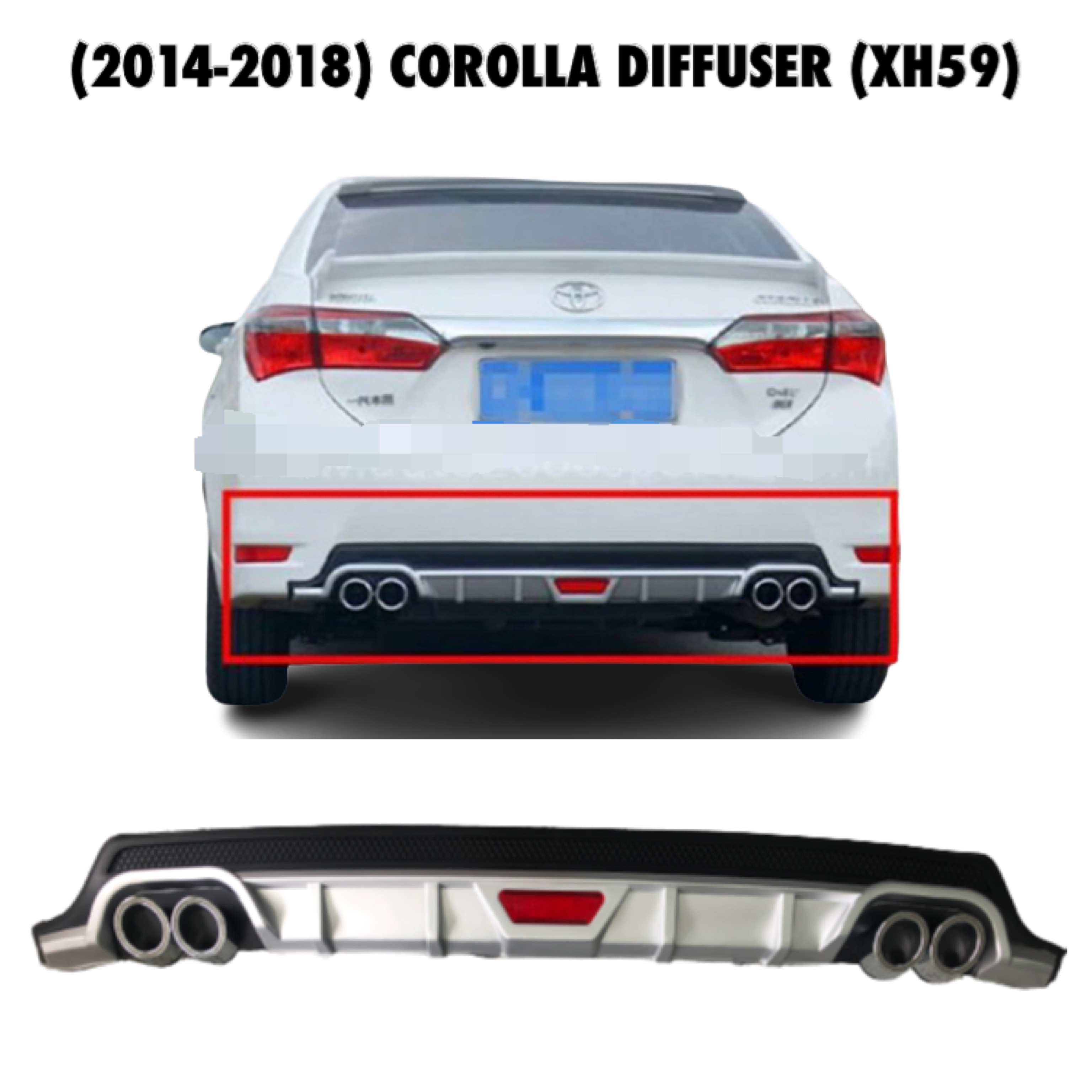 CPAO (2014 2015 2016 2017 2018) TOYOTA COROLLA Car Rear Bumper Diffusers Lip Spoiler Body Kits