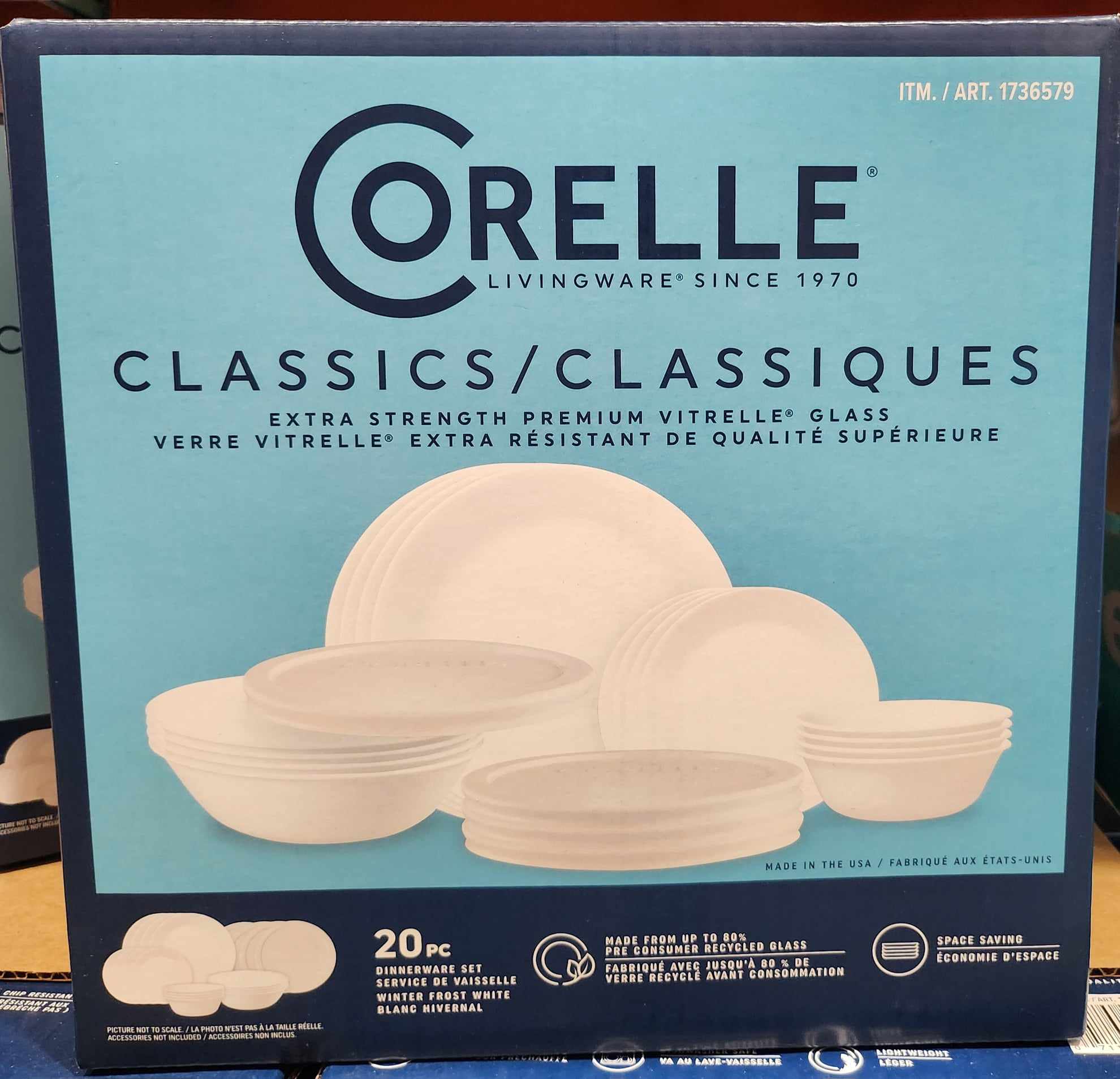 NEW and ORIGINAL Corelle Winter Frost Dinnerware Set 20-piece