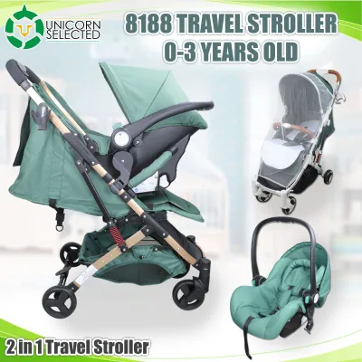 8188 2 in 1 Baby Travel System Stroller Baby Car Seat Foldable Pram with Free Mosquito Net