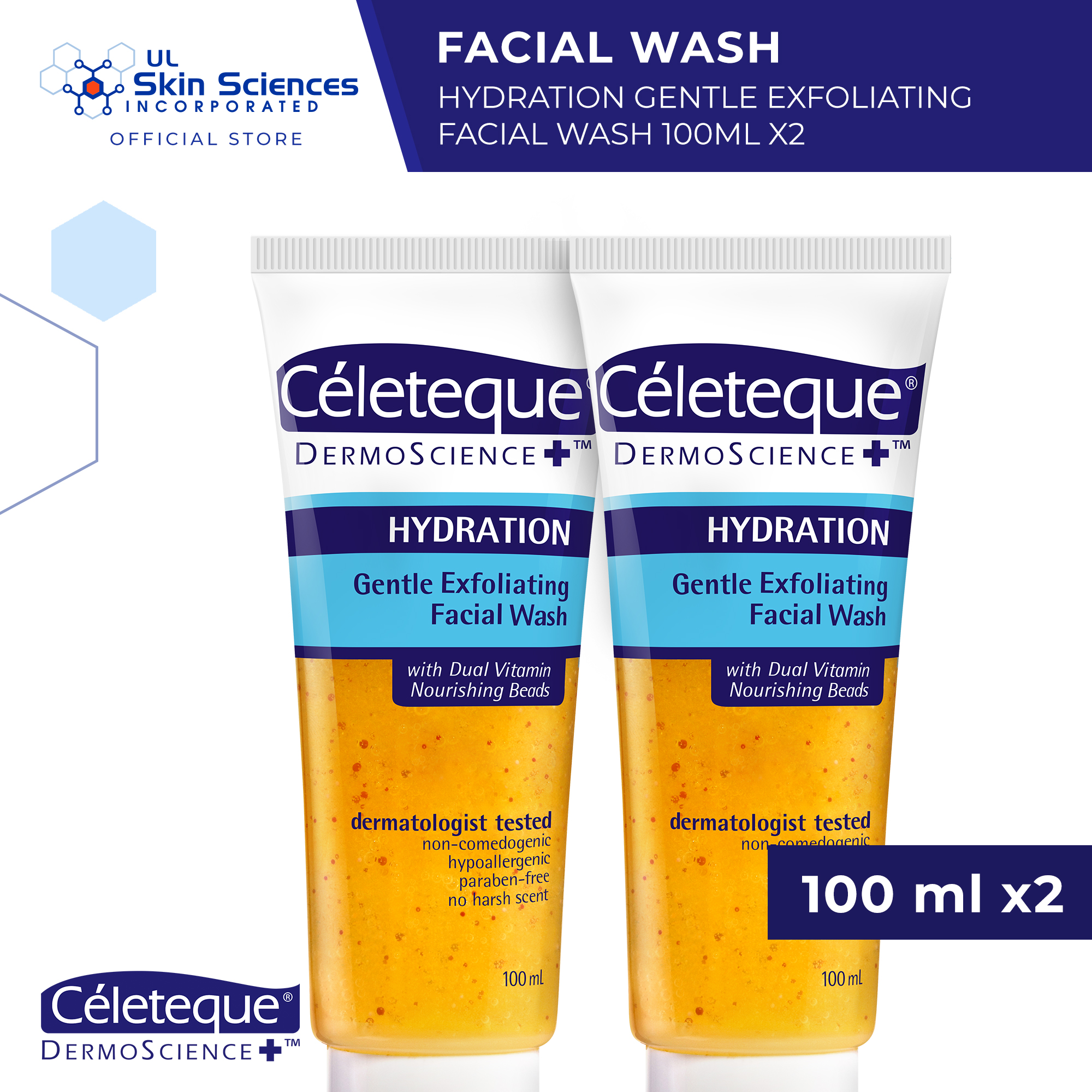 Céleteque® DermoScience™ Hydration Gentle Exfoliating Facial Wash 100mL
