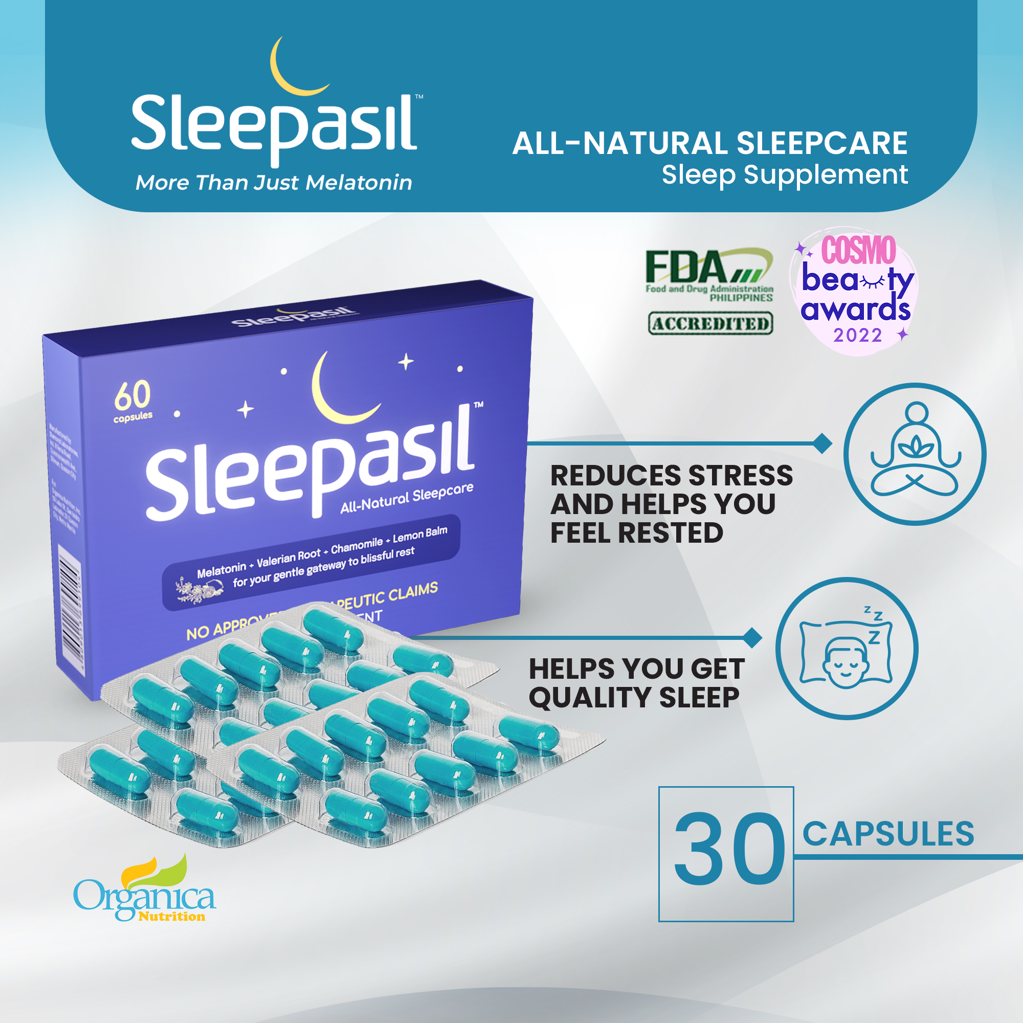[For Sleep & Stress Relief] Sleepasil Melatonin & Magnesium Supplement