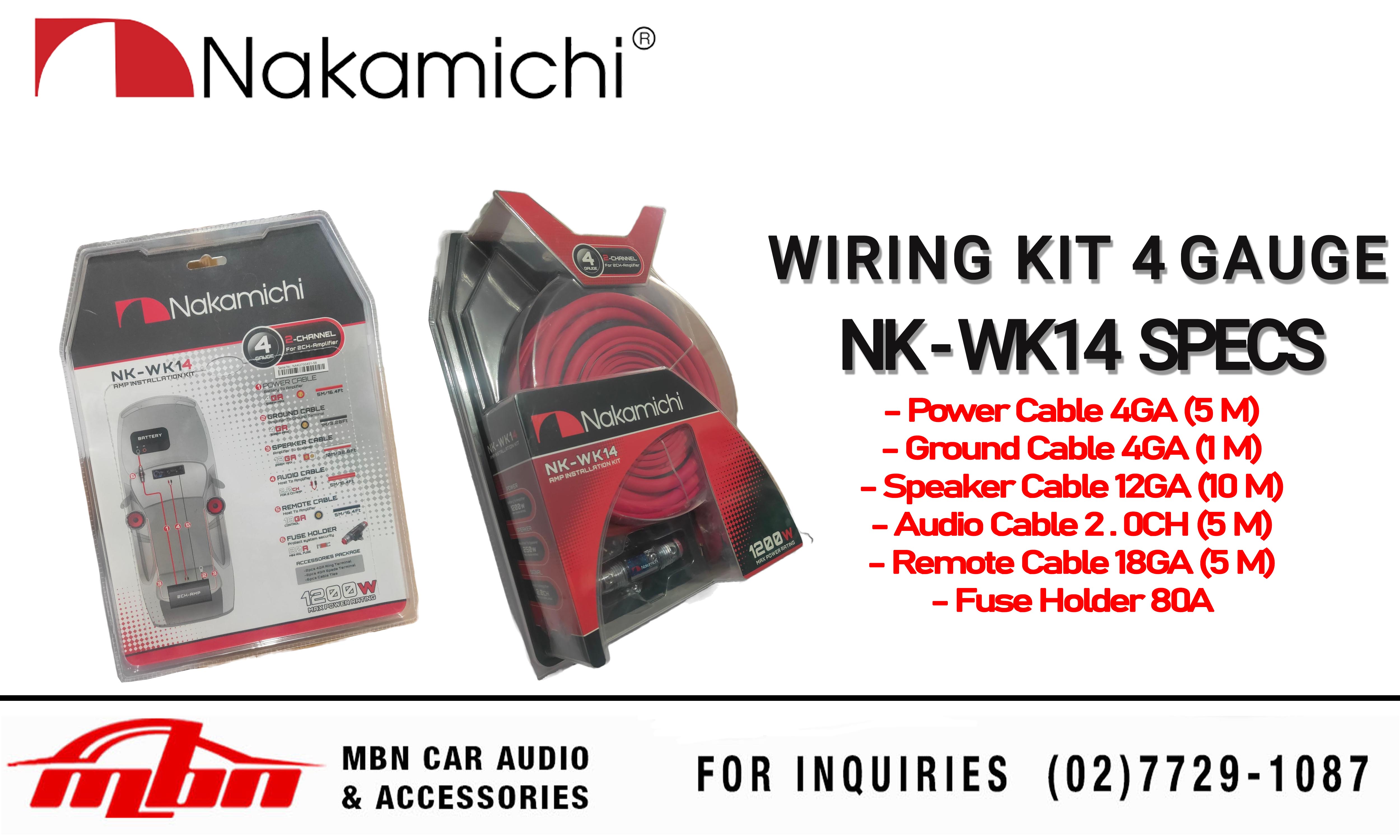 NAKAMICHI Gauge 10/Gauge 8/Gauge 4 Wiring Kit , Amp Installation Wiring