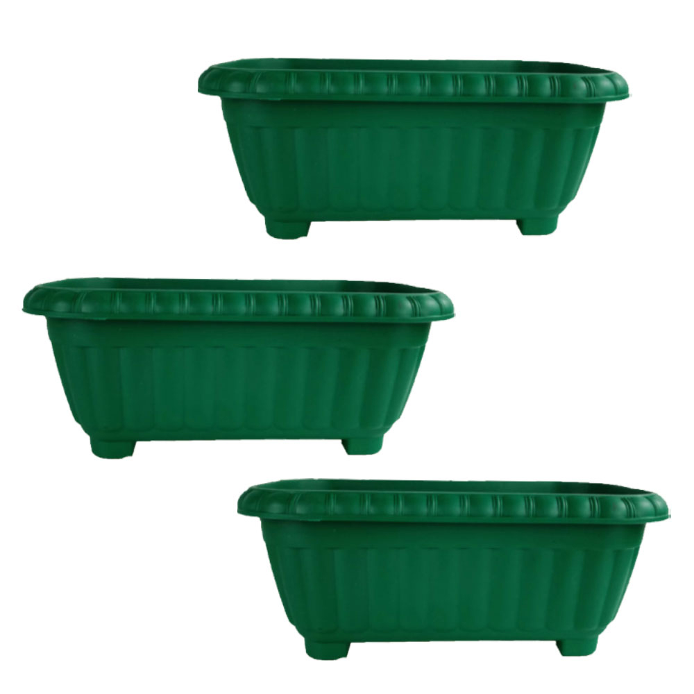 Plastic Clo Rectangular Flower Pots For Plants Green And White, Garden