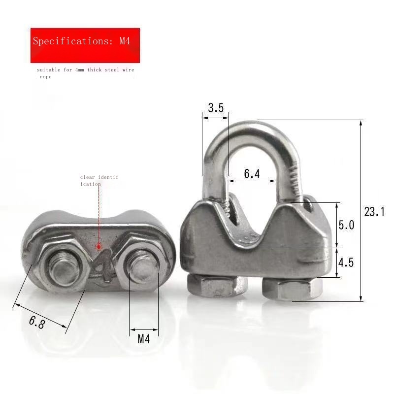 304/316 Stainless Steel Wire Rope Collet Chuck U-Shaped Clip Cat's Paw ...