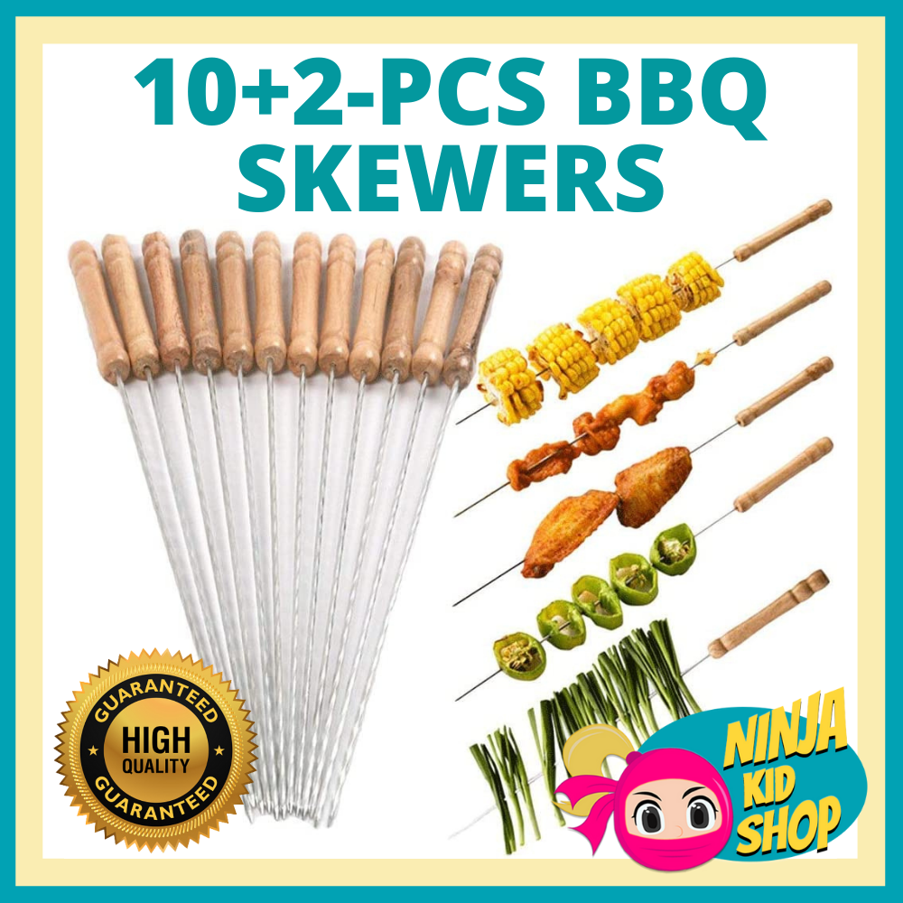 NinjaKid High Quality Metal BBQ Skewers Stainless BBQ Skewers